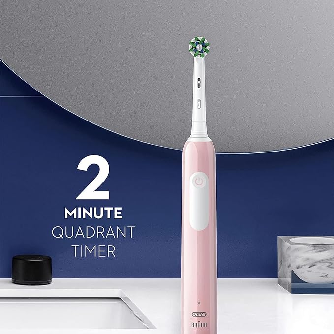 Oral-B Pro 1000 Rechargeable Electric Toothbrush, Pink, 3 Replacement Brush Heads