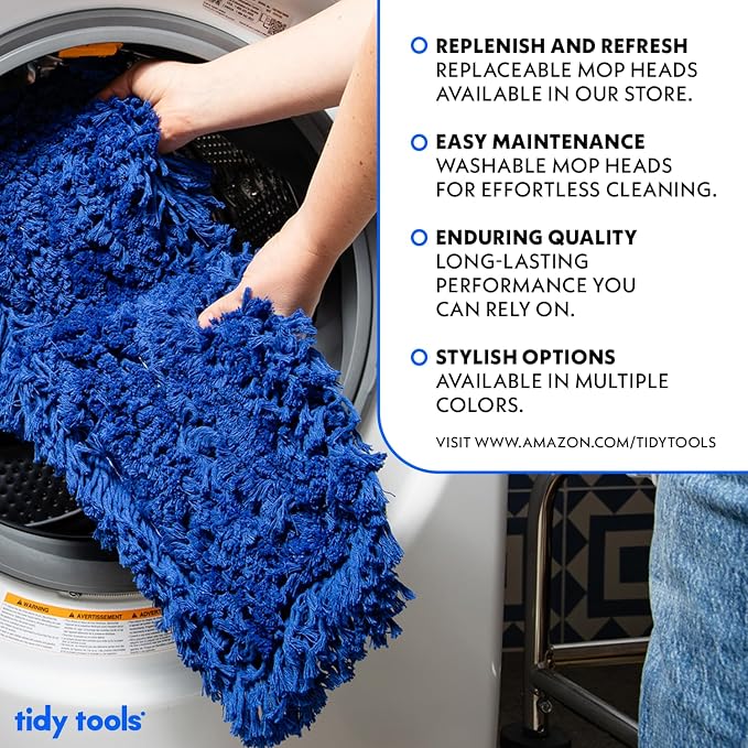 Commercial Dust Mop Replacement Head – 36 x 5 in. Cotton Nylon Reusable Mop Head – Industrial Dust Mop Refill for Floor Cleaning & Janitorial Supplies, Blue