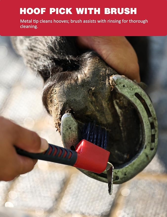 Horse Grooming Kit, 9 Piece Grooming Brush Set with Silicone Curry Comb for Bathing & Shedding Shadowberry