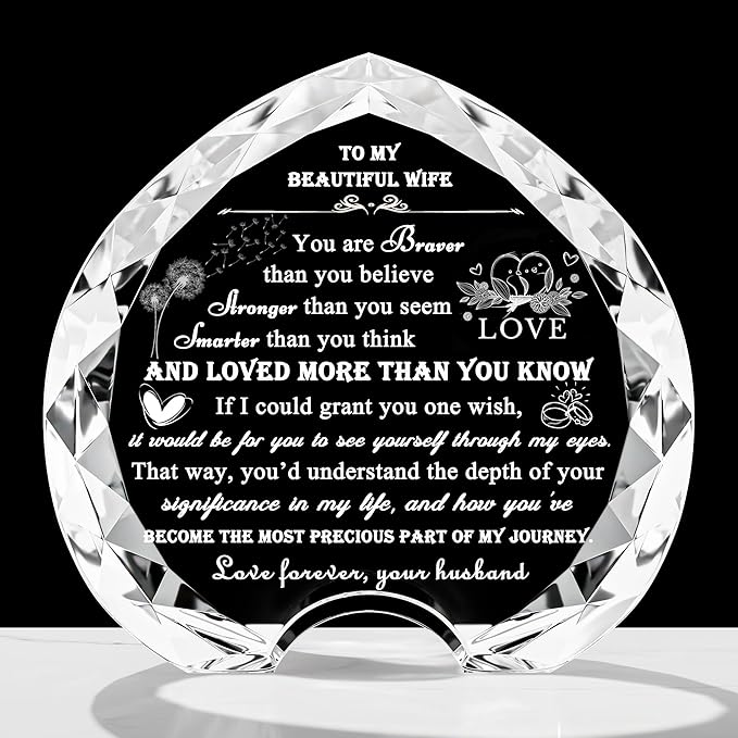 Qianwei Gifts for Wife from Husband Unique - Crystal Engraved Gift Personalized Present for My Wife Who Has Everything - Birthday Anniversary Wedding Valentines Day Gifts Ideas for Lover