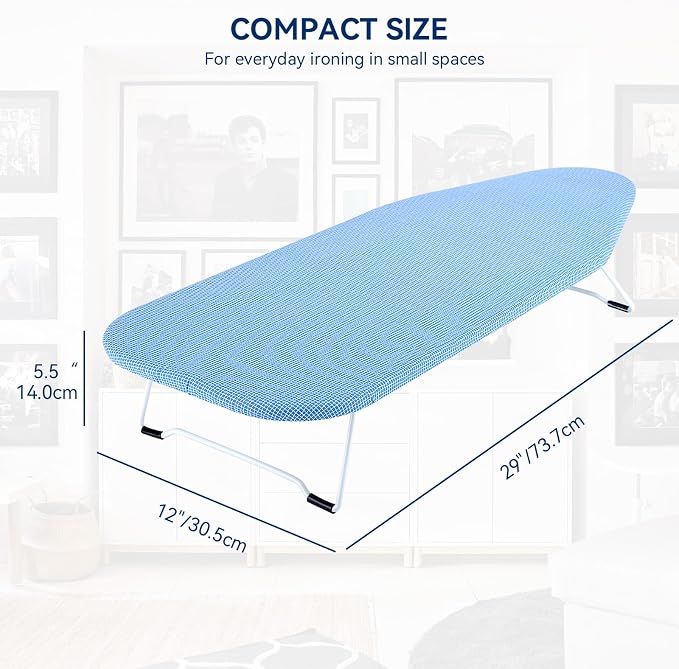 Whitmor Tabletop Ironing Board - Scorch Resistant Cover - Blue