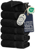 Towel Bazaar 6-Piece Hand Towel Set, 100% Premium Cotton Turkish Towels, 16x30 Luxury Towel Super Soft and Absorbent, Perfect Use for Bathroom, Shower Towels - Black