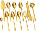16 piece Large Hostess Serving Utensils Set,18/10 Stainless Steel | Heavy Duty Serving Spoons, Slotted Spoons, Forks, Tongs, Cake Pie Server, Butter Knife,Sugar spoon for Buffet, Wedding, Party