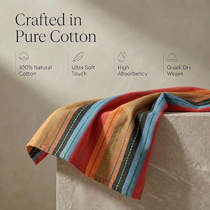 Urban Villa Kitchen Towels Cotton Dish Towels 20”x30” (Set of 6) Red Multi