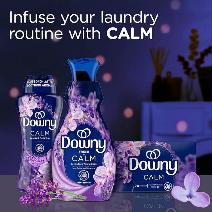 Downy Ultra Soft Fabric Softener Liquid, Calm, Lavender and Vanilla Bean, 56 fl oz, 83 Loads