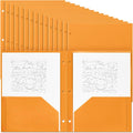 Yeaqee 50 Pcs Plastic Folders with Pockets Bulk 3 Hole Punched 2 Pocket File Folders for 3 Ring Binder Divider Folder for Notebooks, Durable Poly for Office Home (Orange)
