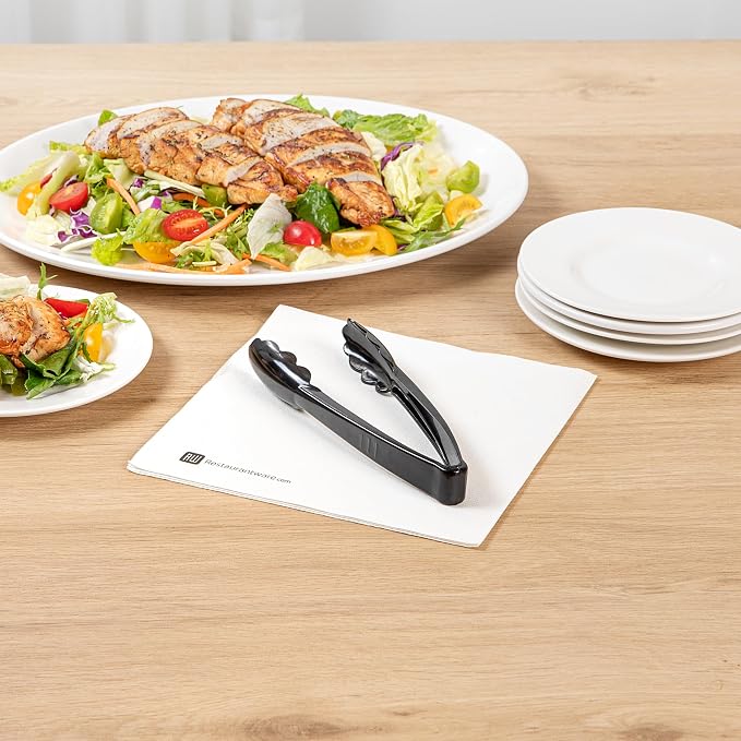 Restaurantware Tongs 100 Pack Of 7 1/2” Heavy-Duty Plastic Kitchen Tongs with Scalloped Edges Disposable Black Serving Utensils for Hot And Cold Foods Catered Events, Weddings, or Buffets