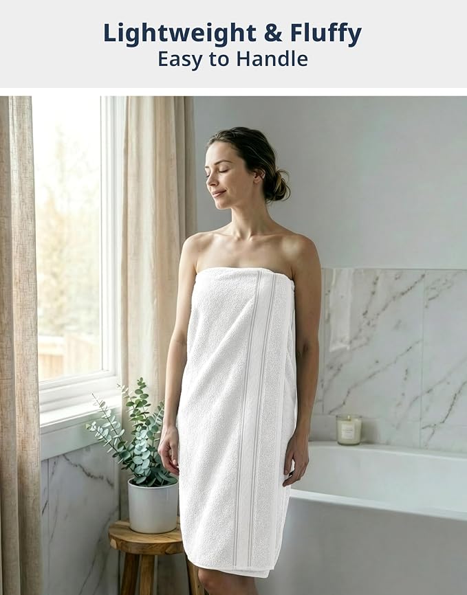 LANE LINEN Bath Towel Set 100% Cotton 18 Piece Soft Absorbent - White | Shower Towels - Generously Sized, Oversized & Roomy, Lightweight & Breathable, Fade-Resistant Color, Classic Terry Weave