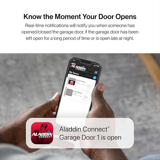 Genie Chain Glide Connect Essentials Smart Garage Door Opener, 2033-LO | Aladdin Connect Wi-Fi, Chain Drive, LED Bulbs Included, 1 Remote, Works with Alexa, Google Assistant and SmartThings