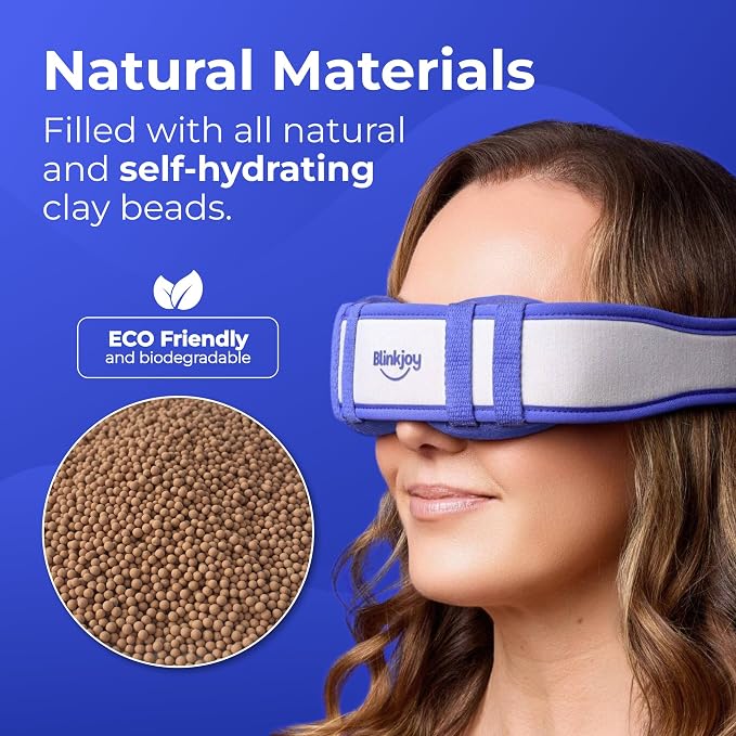 Blinkjoy Moist Heated Eye Mask for Dry Eyes – Microwavable Warm Compress with No-Pressure Eye Wells & Adjustable Strap – Reusable, for Blepharitis & Stye Relief