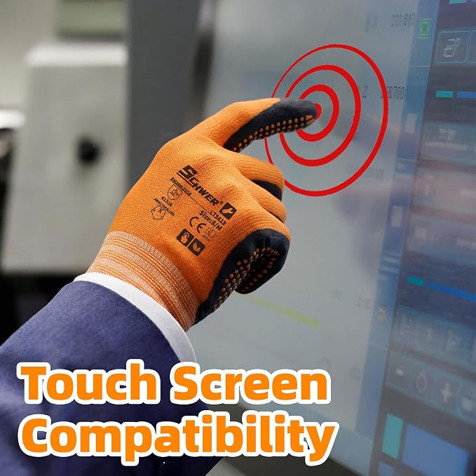 Schwer 120 Pairs Safety Work Gloves, MicroDot Abrasion & Grip, LT5619, S | Certified to Level 6 Abrasion, Strong Grip, Microfoam Nitrile Coated, Touchscreen, 3D-Comfort, A1 Cut Resistant, Gardening