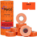 Perco 1 Line Fluorescent Red Sale Labels - 8,000 Blank Price and Date Gun Labels for Perco Lite, X, Plus and Pro 1 Line Price and Date Guns- 8 Rolls, 1 Sleeve - Made in USA