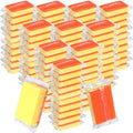 Tioncy 100 Pcs Individually Wrapped Sponges Bulk Kitchen Orange Non Scratch Scrub Sponges Dual Sided Cleaning Scrubber for Household Washing Dishes, Pots, Pans, Sinks, Stoves, Appliances, Car, Bike