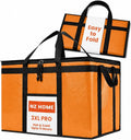 PRO Large Insulated Food Delivery Bag (3XL, Orange, 1 Pack) | Thermal bag, For cold & hot food, Water-resistant, Portable cooler, Soft sided catering tote, Grocery bag with zippered top