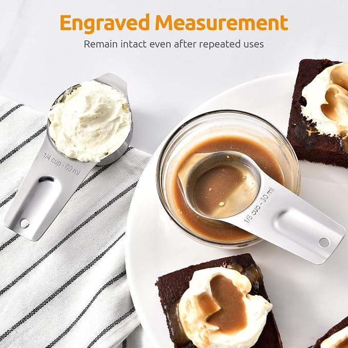 Measuring Cups: U-Taste 18/8 Stainless Steel Measuring Cups Set of 7-Piece: 1/8 Cup, 1/4 Cup, 1/3 Cup, 1/2 Cup, 2/3 Cup, 3/4 Cup, 1 Cup Dry and Liquid Ingredients