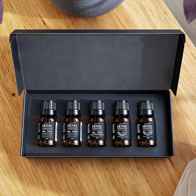 AirScent Hotel Diffuser Oil Gift Set - Buyers Best Picks 5 Pack - 10 mL | Fragrance Oil Sampler Set - Inspired by the Baccarat NYC, My Way and Capri Brezza and other Hotel Scent Samples