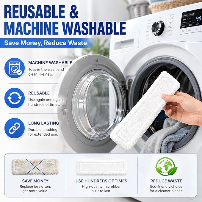 Microfiber Window Cleaning Refill Replacement - 4 Pack Reusable Pads, Compatible with Window Vacuum Squeegee Cordless, Multi-Purpose Scrubbing Tool Refill for Window Glass Cleaning Tools (White Cloth)