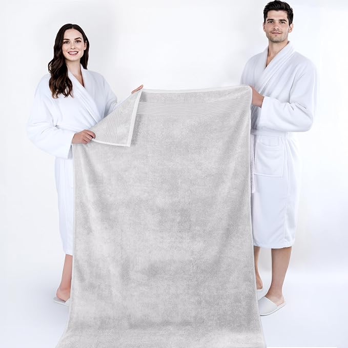 Cotton Paradise 100% Cotton Hand Towels, 2 Piece 35x70 Hand Bath Towels, Silver Grey