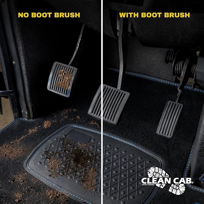 Universal Fit Truck Step Mounted Brush - Heavy Duty Boot Brush for Trucks, RVs, SUVs, and Semis - Easy Velcro Mounting - Perfect for Camping, Jobsite, and Home - Durable and Reliable