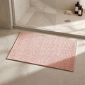 Triohero Bathroom Rugs Non Slip Washable, Super Absorbent Thin Bath Mat Small Quick Dry Low Pile Bathroom Rug, Pink 16"x24"