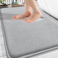 OLANLY Thick Memory Foam Bathroom Rug 34x21, Absorbent Bath Mat, Light Grey | Soft Quick Dry Bath Rugs Mats, Non-Slip, Machine Washable Carpet for Bathroom Floor, Tub and Shower, Home Decor Accessories