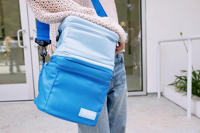 PackIt Freezable Small Mod 3-In-1 3.2L Capacity, Sky Blue/Azure Blue | Built-in ice packs, EcoFreeze+ Technology, 3-in-1 use, Two compartments: freezable & insulated, Men and Women, Fresh lunches
