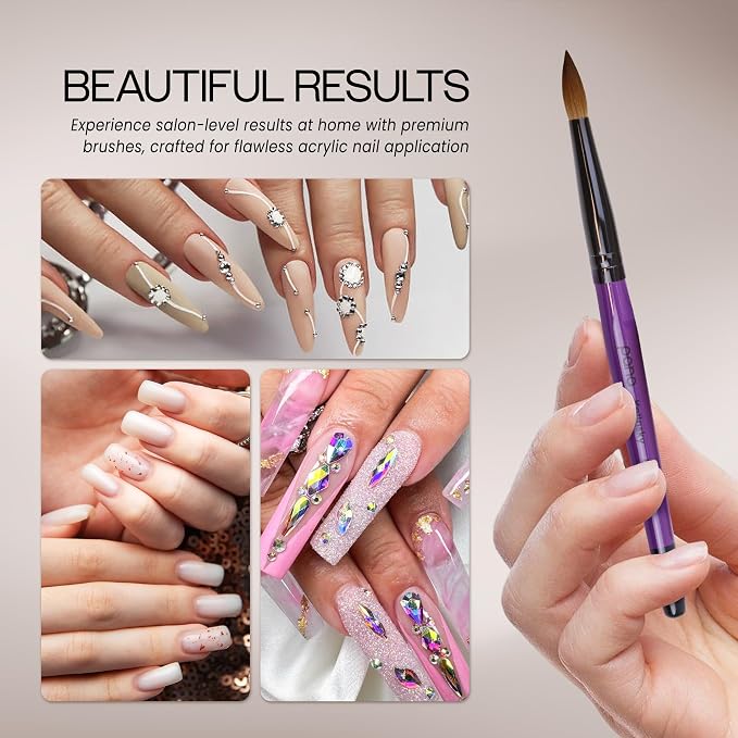 Pana Purple Wood Kolinsky Acrylic Nail Brush (Size: 6, 8, 10, 12, 14, 16, 18, 20, & 22) Kolinsky Hair (Size 8)