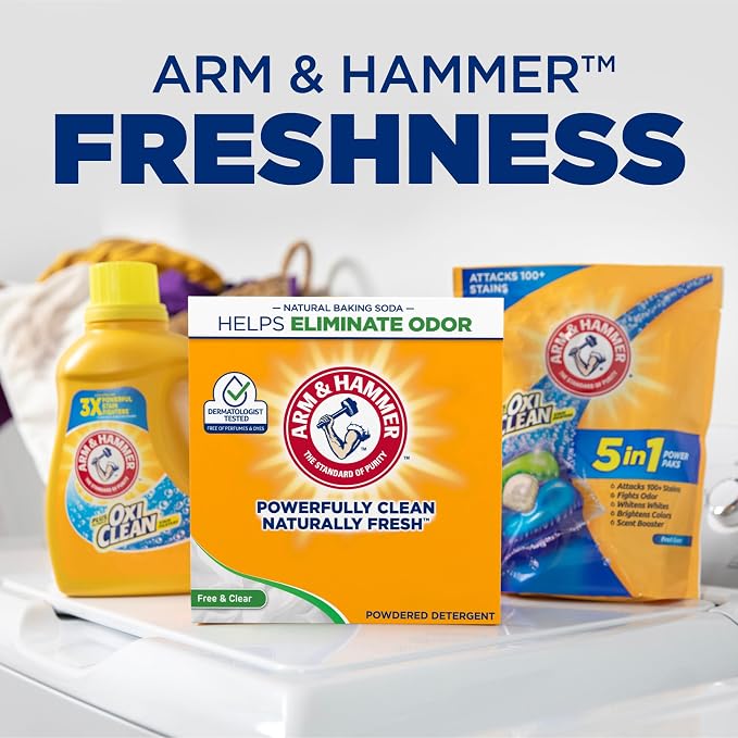ARM & HAMMER Powder Laundry Detergent, Free of Perfume and Dyes, 100 Loads