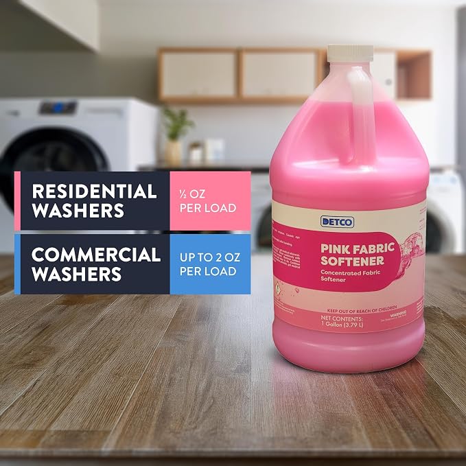 Pink Fabric Softener Concentrate - Odor Removing Freshener,Safely Clean 256 Loads Per Gallon, 1/2 Ounce Per Load, Heavy Duty Concentrated Commercial Formula, 1 Liquid Gallon Bottle, Pack of 1