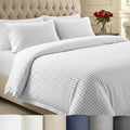 California Design Den Printed 100% Cotton Full/Queen Duvet Cover Set - 400 Thread Count Sateen, Button Closure and Corner Ties (3 Piece, Pinstripe Print)
