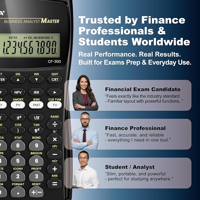 CATIGA Financial Calculator Business Analyst Master, TVM, IRR, NPV, Cash Flow, Amortization & Break-Even, Perfect for Real Estate, Banking, Accounting & Finance Professionals, 10-Digit LCD, CF-300