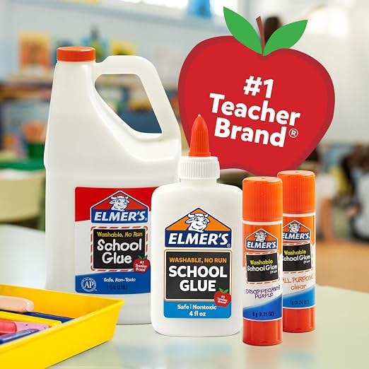 Elmer's All Purpose School Glue Sticks, Acid-Free and Washable, Clear, 7 Grams,Craft Projects, Poster, Classroom Supplies, #1 Teacher Brand, 30 Count (Pack of 12)