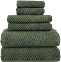 YTYC 29x59 Bath Towels Set,Towels for Bathroom,Olive Green,6-Pieces | 2 Large Bath towels,2 Hand towels (14x29"),2 Washcloth (13x13"),Super Soft,Highly absorbent,Hanging Loop,80%Polyester