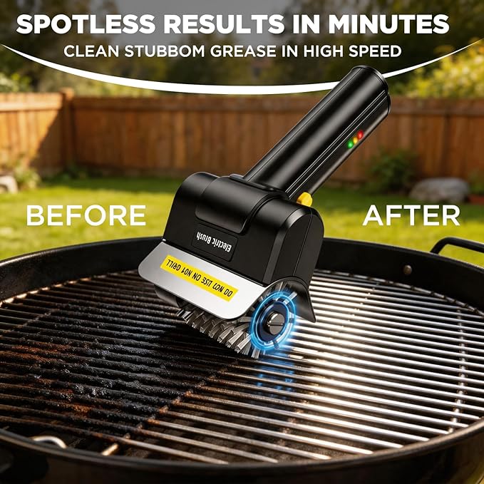Electric BBQ Grill Brush, Rechargeable Grill Cleaning Brush with High-Speed Motor, Replacement Brush, Heavy Duty Stainless Steel Bristles, Automatic Barbecue Grate Cleaner Tool,Perfect BBQ Accessories