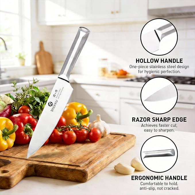 imarku 16-Pieces High Carbon Japanese Stainless Steel Knife Set with Block | Kitchen Knife Set|15°Precision Edge |56±2 HRC Hardness|Built-in Sharpener|Ergonomic Handles|Gifts Mom & Dad