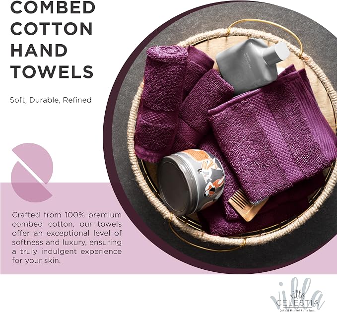 Villa Celestia Cotton Washcloths Set of 12, 12x12 Inch, 100% Ring-Spun Combed Cotton, Soft Absorbent Quick-Dry Wash Cloths for Face and Body, Oeko-TEX Certified, Hotel & Spa Quality, Burgandy