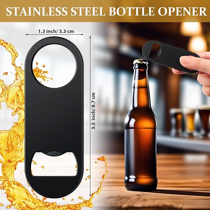 Bottle Openers Stainless Steel Flat Bottle Opener Bulk 3.4 x 1.3 Inches Bartender Beer Key Soda Can Mini Speed for Kitchen, Bar or Restaurant(Black,150 Pcs)