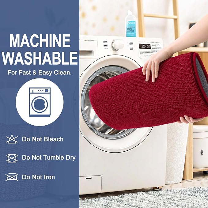 OLANLY Thick Memory Foam Small Bathroom Rug 24x16, Absorbent Bath Mat, Red | Soft Quick Dry Bath Mat Rugs, Non-Slip, Machine Washable Mat for Bathroom Floor, Tub and Shower, Home Decor Accessories