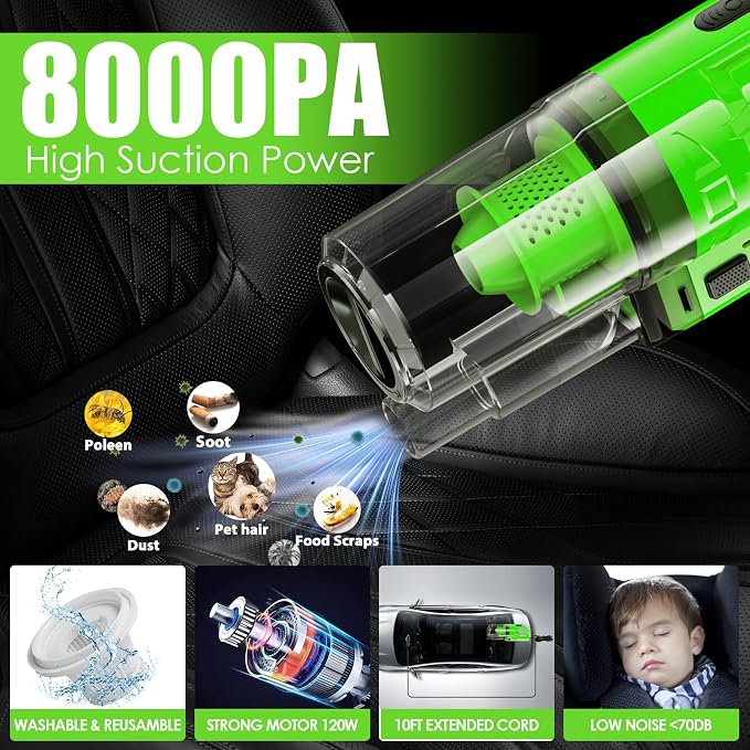 30pcs Car Cleaning Kit, Car Interior Detailing Kit with High Power Handheld Vacuum, Detailing Brush Set, Windshield Cleaner, Cleaning Gel, Complete Auto Accessories for Men, Women