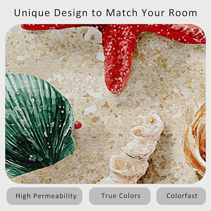 2x9 Seashell Nautical Runner Rug for Hallway, Washable Beach Theme Rug Runner Non Slip, Kids Ocean Home Decor Carpet for Kitchen, Bedroom, Entryway, Laundry Room, Ultra Thin Soft H205