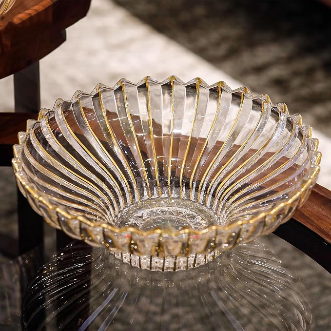 MAGCOLOR Hand-painted Gold Decorative Bowl-12 inch Diameter, Fruit Bowl, Kitchen Table Centerpiece, Home Decor. (Gold)