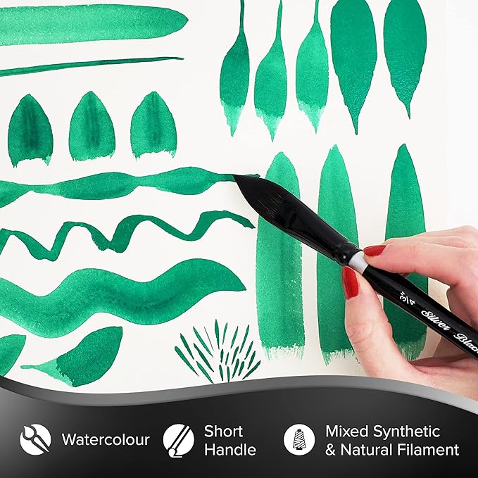 Silver Brush Limited 3009S3/4in Black Velvet Oval Watercolor Paint Brush, Size 3/4 Inch, Short Handle