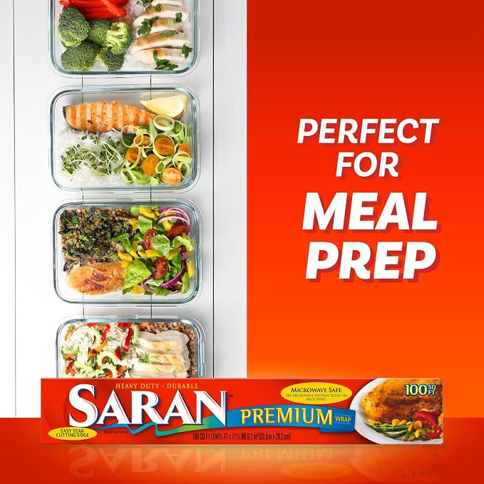 Saran Premium Plastic Wrap, Bulk Food Storage, Easy Dispense, 1,200 Sq Ft