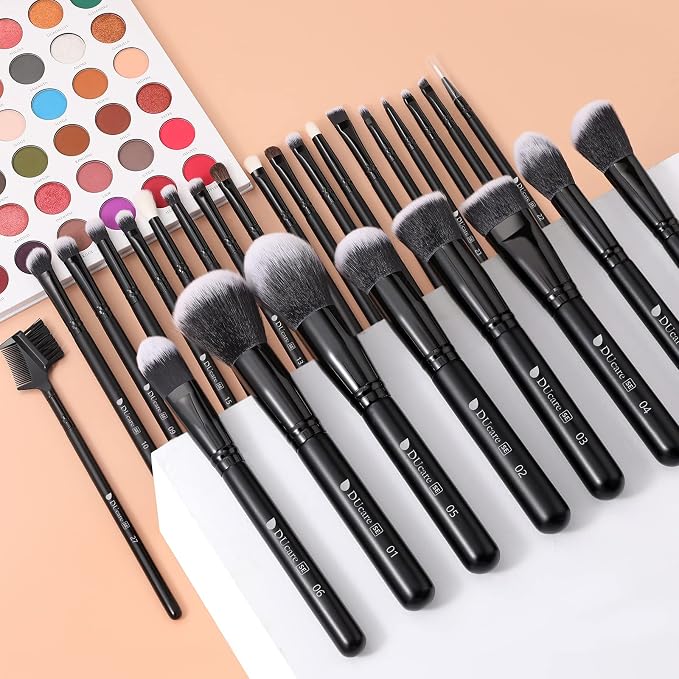 DUcare Professional Makeup Brushes Set 27Pcs | Makeup Brush Set Premium Synthetic Kabuki Foundation Blending Face Powder Blush Concealers Eye Shadows Brushes