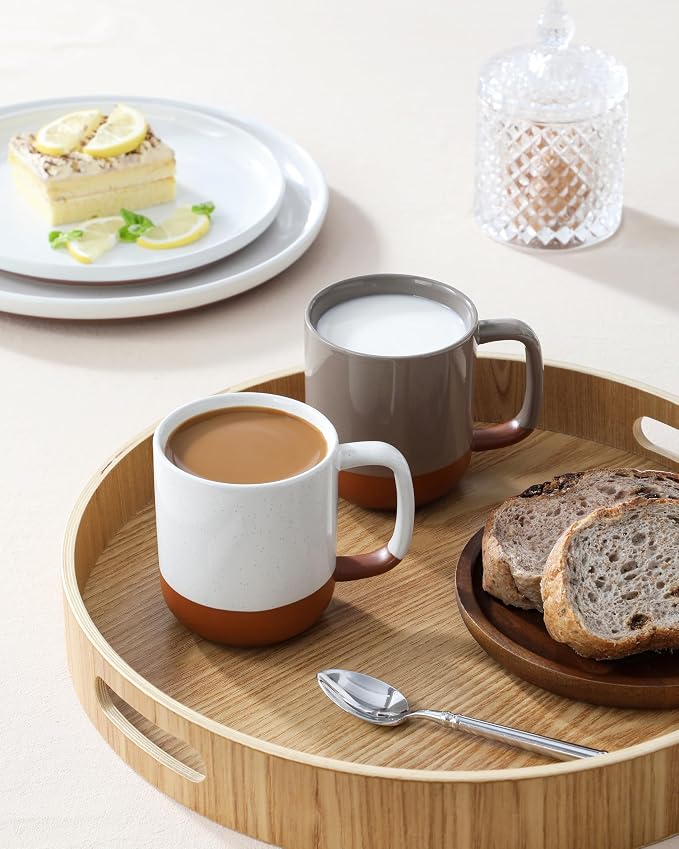 MALACASA Ceramic Coffee Mugs Set of 4, 11oz Coffee Cups, Modern Farmhouse Mugs for Coffee, Latte, Tea, Hot Chocolate, Cappuccino, Milk, Microwave & Dishwasher Safe, Multicolor, Series TARA