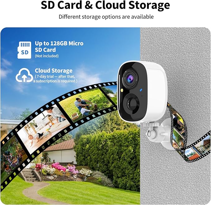 Security Cameras Outdoor/Indoor 4pack,2K UHD WiFi Smart Security Camera,Battery Powered,Motion Detection, 2-Way Audio,Color Night Vision,Weatherproof,Cloud/SD Storage for Home Security (2.4GHz Only)