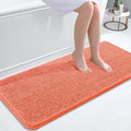 OLANLY Bathroom Runner Rugs 47x20, Extra Soft Absorbent Chenille Bath Rugs, Rubber Backing Quick Dry, Machine Washable Long Bath Mats for Bathroom Floor, Tub and Shower, Home Decor Accessories, Coral