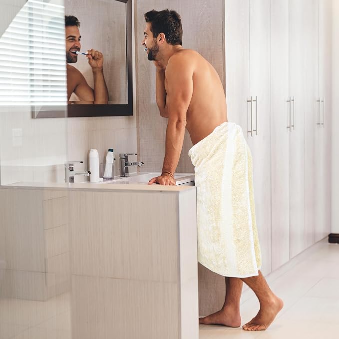 Large Bath Towels Set of 6 – 100% Cotton Terry – 24" x 50" – Quick Dry, Soft & Highly Absorbent – Ivory Towels for Bathroom, Gym, Spa, Pool & Daily Use