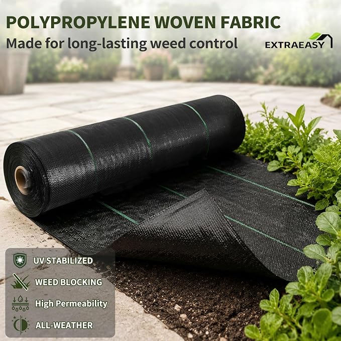 EXTRAEASY 3ft x 300ft Weed Barrier Fabric, Heavy Duty Landscape Fabric, 3.2oz Weed Control Fabric, Tear-Resistant Weed Blocker Ground Cover for Garden, Gravel, Driveway, Flower Bed