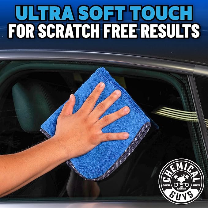 Chemical Guys, Professional Microfiber Towels, 16 x 16 in, Blue, 12 Pack | Ultra-soft, scratch-free towels to buff wax, dry panels and clean glass and interiors, machine washable